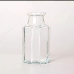 Octagonal Clear Glass Bottle Medium Vase